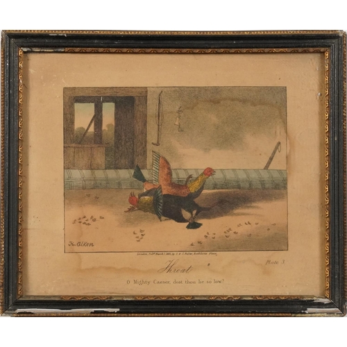 3023 - After Henry Alken - Cockfighting, set of four 19th century prints in colour, published 1st March 182... 