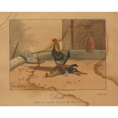 3023 - After Henry Alken - Cockfighting, set of four 19th century prints in colour, published 1st March 182... 
