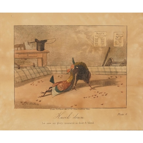 3023 - After Henry Alken - Cockfighting, set of four 19th century prints in colour, published 1st March 182... 