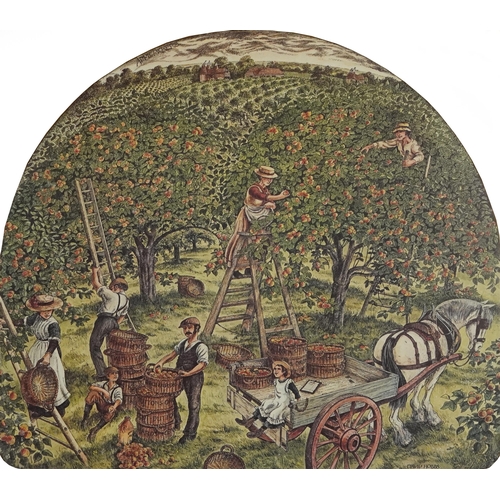 3268 - David Hobbs - Cockney Hoppers and Apple Pickers, two prints in colour, framed and glazed, each 50cm ... 