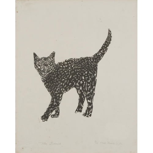 3267 - Ying Yeung Li 1982 - Cat, pencil signed print inscribed For Bianca, limited edition 3/12, Spring & A... 