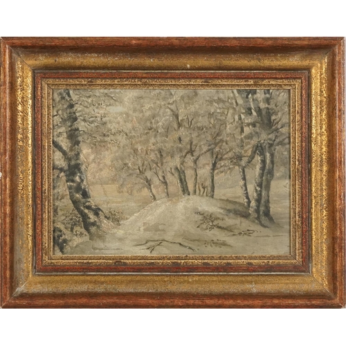 3249 - Snowy woodland, 19th/20th century oil on canvas inscribed E Wettstein verso, mounted and framed, 25c... 