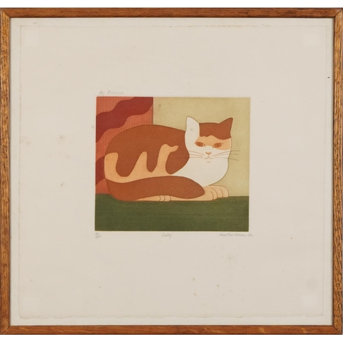 3266 - Martin Laman 1982 - Double Act, Sally and Catnap, three pencil signed etchings in colour, each limit... 