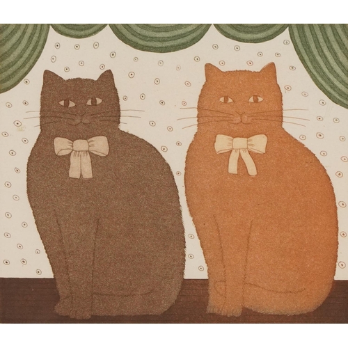 3266 - Martin Laman 1982 - Double Act, Sally and Catnap, three pencil signed etchings in colour, each limit... 