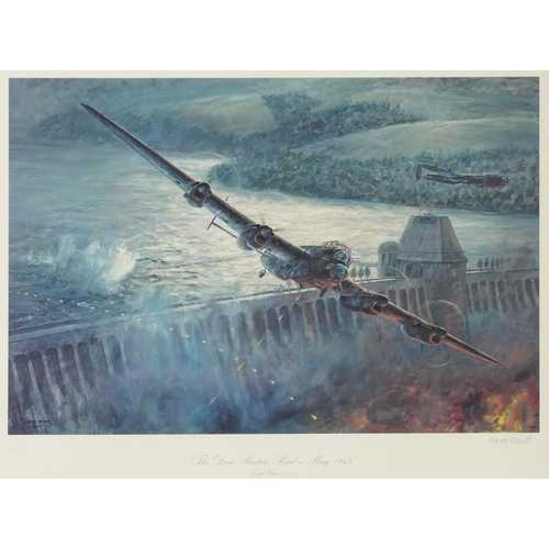 3066 - Geoff Hunt - The Dambusters Raid and Defenders of the Realm, pair of pencil signed prints in colour,... 