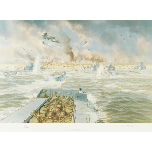 3103 - Rex Phillips - The Invasion Begins, pencil signed print in colour, limited edition 67/1944, 74cm x 5... 