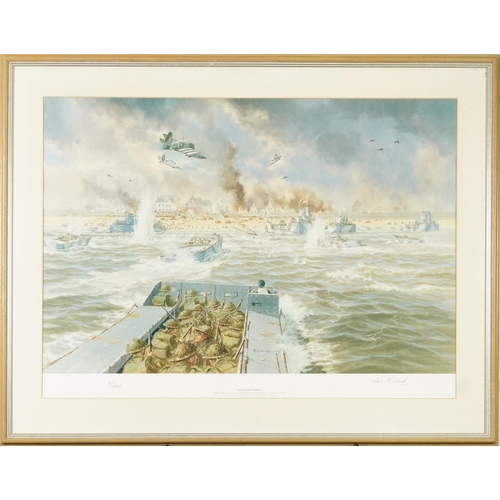 3103 - Rex Phillips - The Invasion Begins, pencil signed print in colour, limited edition 67/1944, 74cm x 5... 