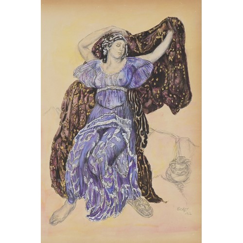 3115 - Leon Bakst - Narcisse Ballet, The Nymph Echo, Russian mixed media costume design illustration on pap... 