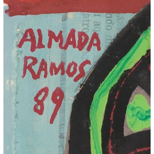 3239 - Francisco Almada Ramos - Abstract compositions, three mixed media and collages, one mounted, each un... 