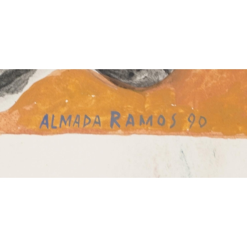 3239 - Francisco Almada Ramos - Abstract compositions, three mixed media and collages, one mounted, each un... 