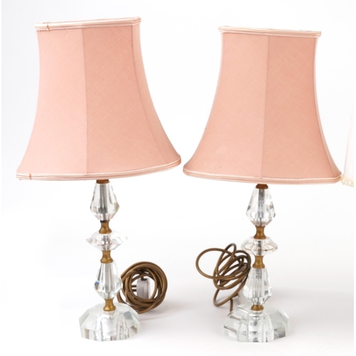 1340 - Five vintage and later table lamps including a pair and a Beco brass adjustable example with shell d... 