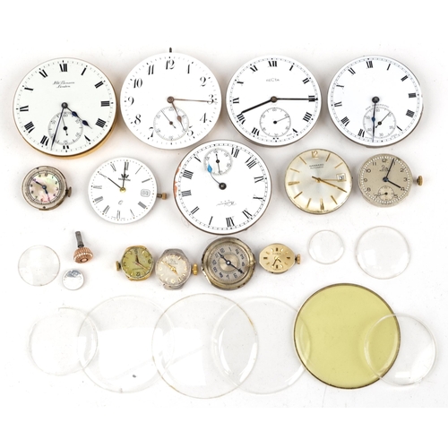 2558 - Antique and later wristwatch and pocket watch movements including J W Benson, Waltham, Garrard and M... 