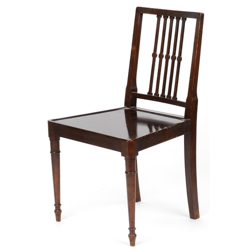 1090 - 19th century mahogany hall chair with wooden seat, 83cm high