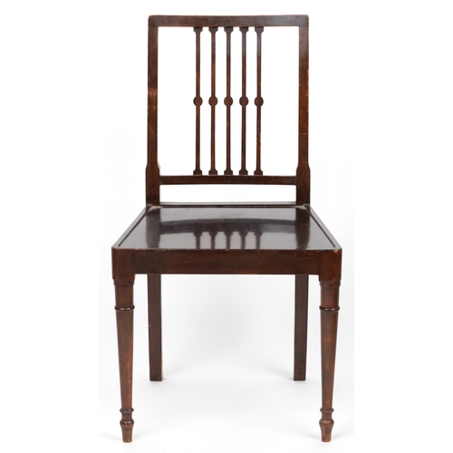 1090 - 19th century mahogany hall chair with wooden seat, 83cm high