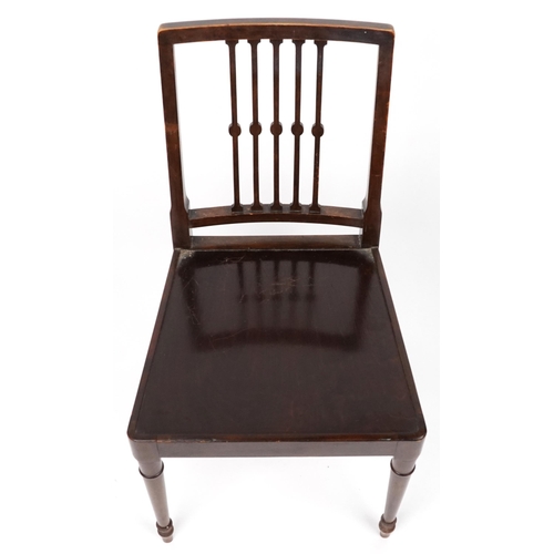 1090 - 19th century mahogany hall chair with wooden seat, 83cm high