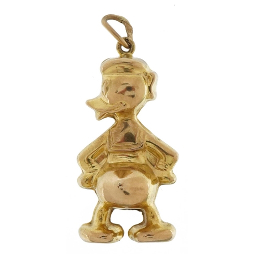 2135 - Large 9ct gold Donald Duck charm, 2.9cm high, 2.1g