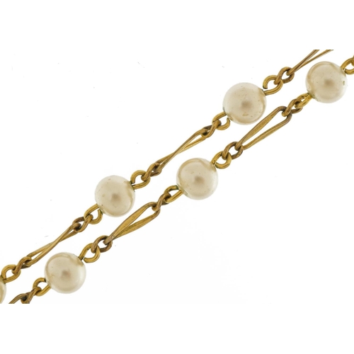 2149 - Vintage gold plated and simulated pearl necklace, 36cm in length, 4.8g