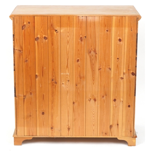 1086 - Victorian style pine six drawer chest with brass handles, 98cm H x 91.5cm W x 46cm D