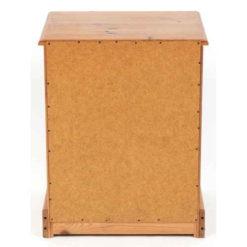 1143 - Pine three drawer night stand, 59.5cm H x 46.5cm W x 38cm D