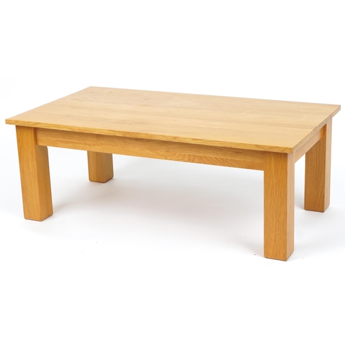 1063 - Contemporary light oak coffee table, 45cm H x 110.5cm W x 60cm D