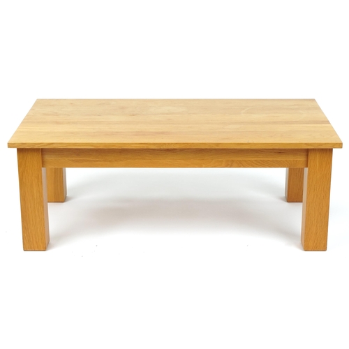 1063 - Contemporary light oak coffee table, 45cm H x 110.5cm W x 60cm D