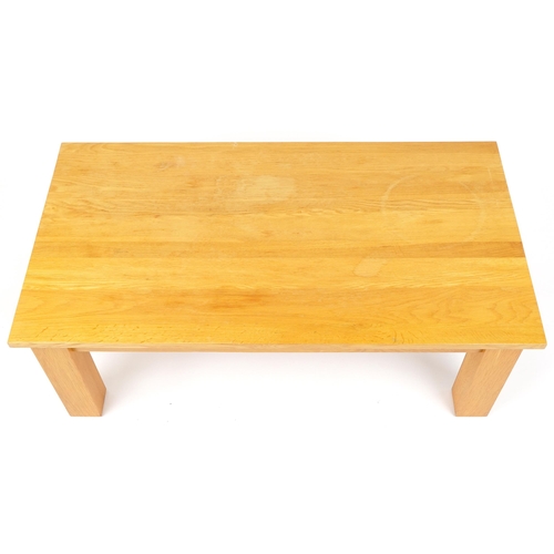 1063 - Contemporary light oak coffee table, 45cm H x 110.5cm W x 60cm D