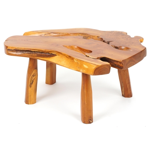 1065 - Vintage naturalistic root wood coffee table, 36.5cm H x 84cm W x 57cm D