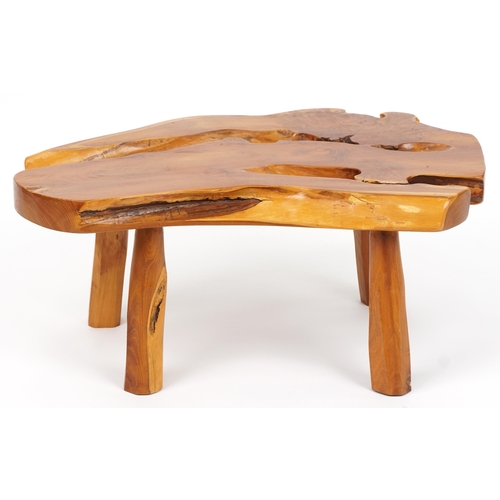 1065 - Vintage naturalistic root wood coffee table, 36.5cm H x 84cm W x 57cm D