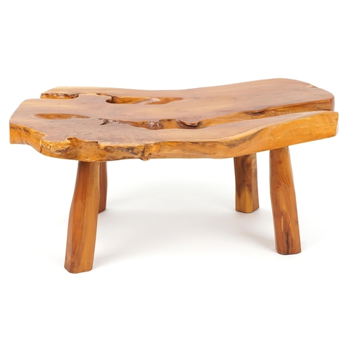 1065 - Vintage naturalistic root wood coffee table, 36.5cm H x 84cm W x 57cm D