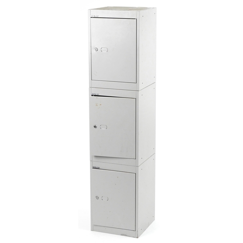 1147 - Bisley three section locker cabinet, 159cm H x 37cm W x 36.5cm D