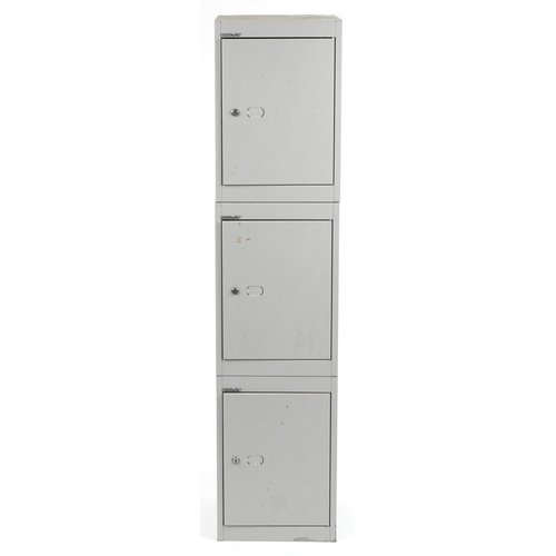 1147 - Bisley three section locker cabinet, 159cm H x 37cm W x 36.5cm D