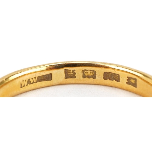 2166 - 22ct gold wedding band, size N, 3.3g