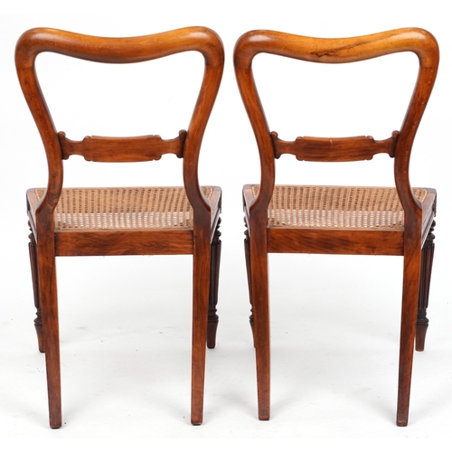 1097 - Pair of Edwardian walnut hall chairs with cane seats, 83cm high