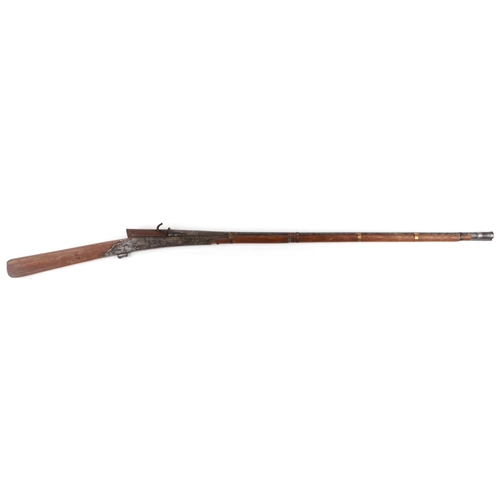 702 - Antique Matchlock Rifle impressed 307, 154.5cm in length