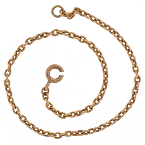 2184 - 9ct rose gold Belcher link bracelet, 18cm in length, 3.0g