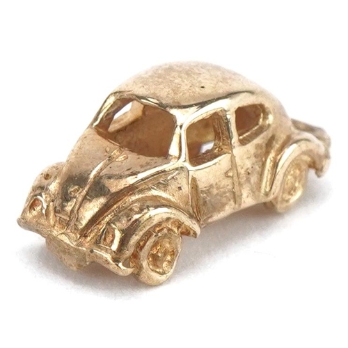 2158 - 9ct gold Volkswagen Beetle charm, 1.8cm in length, 2.1g