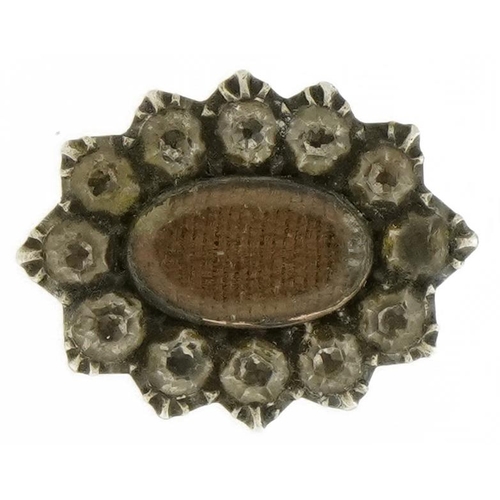 2134 - Antique unmarked gold clear stone brooch,  tests as 9ct gold, 1.8cm wide, 2.3g