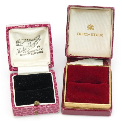 2574 - Two jeweller's ring boxes comprising Bucherer and Thurlow Champness St Edmunds