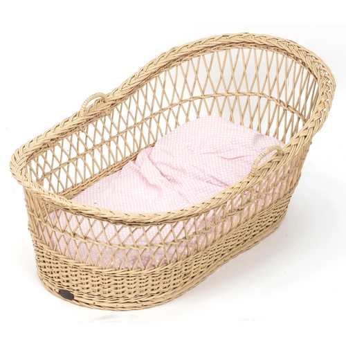 1062 - Wicker Moses basket with handles, 82cm in length