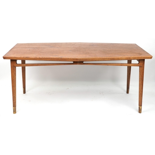 1099 - Scandinavian design hardwood dining table, 75cm H x 168cm W x 92cm D