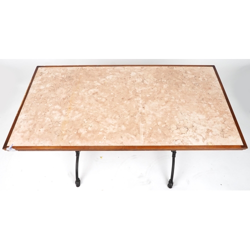 1104 - Industrial rectangular bistro table with marble top, 72.5cm H x 140cm W x 75cm D