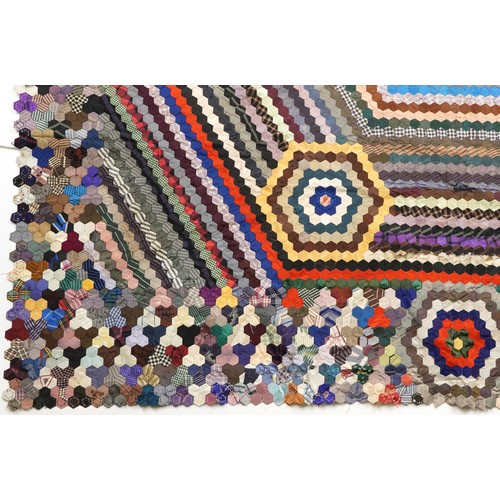 1660 - Antique colourful patchwork throw, 169cm x 175cm