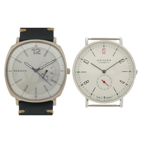 2590 - *WITHDRAWN* Two gentlemen's wristwatches comprising Skagen SKW6255 and Nomos Glashutte 6380