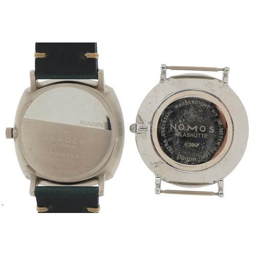 2590 - *WITHDRAWN* Two gentlemen's wristwatches comprising Skagen SKW6255 and Nomos Glashutte 6380