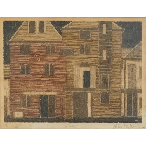 335 - Valerie Thornton - Granary, pencil signed etching in colour, limited edition 4/100, mounted, framed ... 