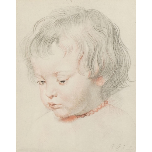 1541 - After Peter Paul Rubens - Portrait of a young child, mounted, framed and glazed, 25.5cm x 20.5cm exc... 