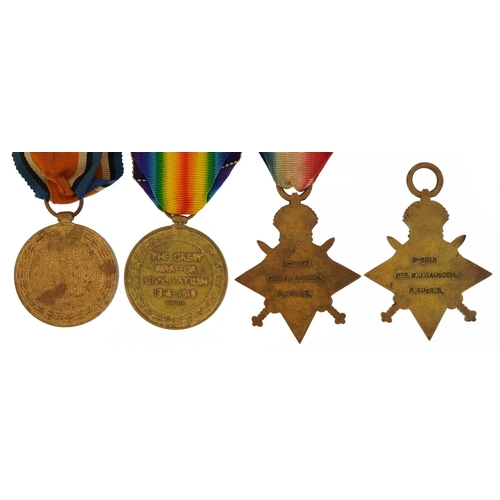 561 - Four British military World War I medals relating to the Gausden family comprising a pair awarded to... 