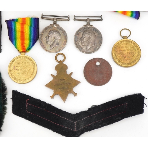 559 - Two British military World War I medal groups and related militaria, the pair awarded to 532123.2.CP... 