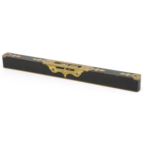 289 - Victorian rosewood and brass spirit level by Mathieson of Glasgow numbered 014, 25.5cm in length