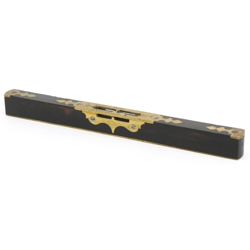 289 - Victorian rosewood and brass spirit level by Mathieson of Glasgow numbered 014, 25.5cm in length